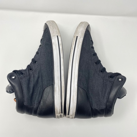 Converse Chuck Taylor All Star High Top Black Denim Leather Sneakers Mens 9 - Picture 5 of 6